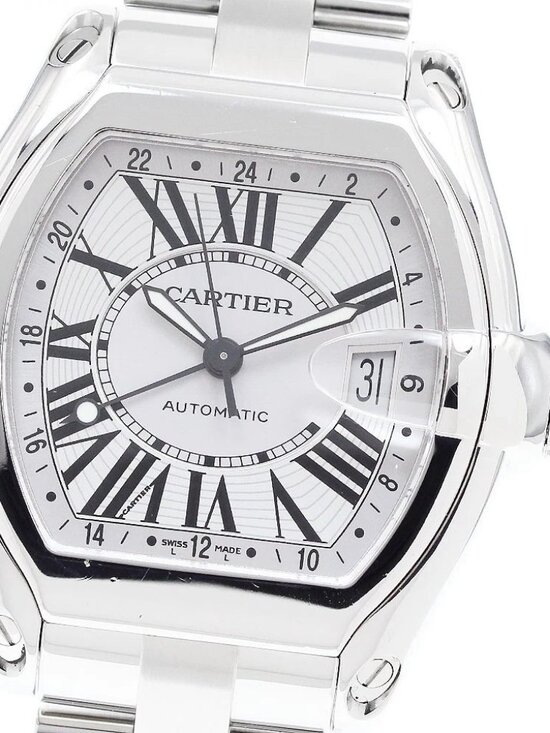 CARTIER Roadster XL W62032X6 GMT Silver Dial Automatic Men\'s Watch
